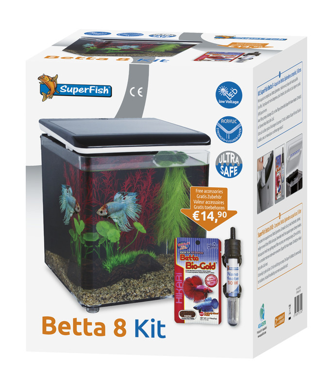 Veilig overhemd Koel SuperFish aquarium Betta 8 zwart | De Boer Dier & Ruiter