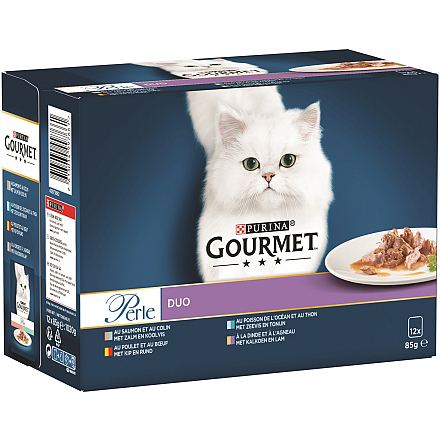 Gourmet kattenvoer Perle Duo Land en Zee 12 x 85 gr