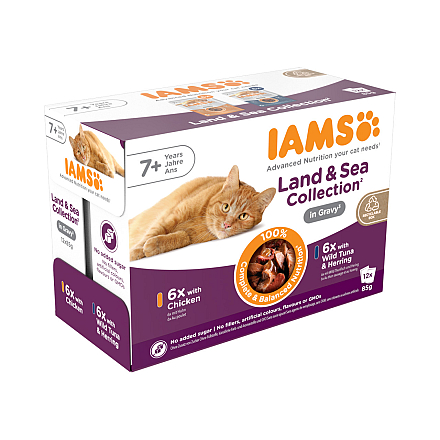 IAMS Delights Pouch Senior Land & Sea Collectie Gravy 12 x 85 gr