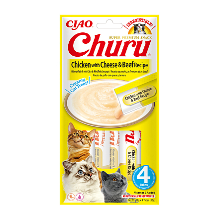 Inaba Churu Chicken with Cheese & Beef<br> 4 x 14 gr